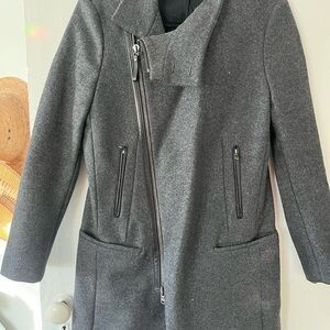 Diesel Black Gold Gray Wool Coat with Asymmetrical Zipper